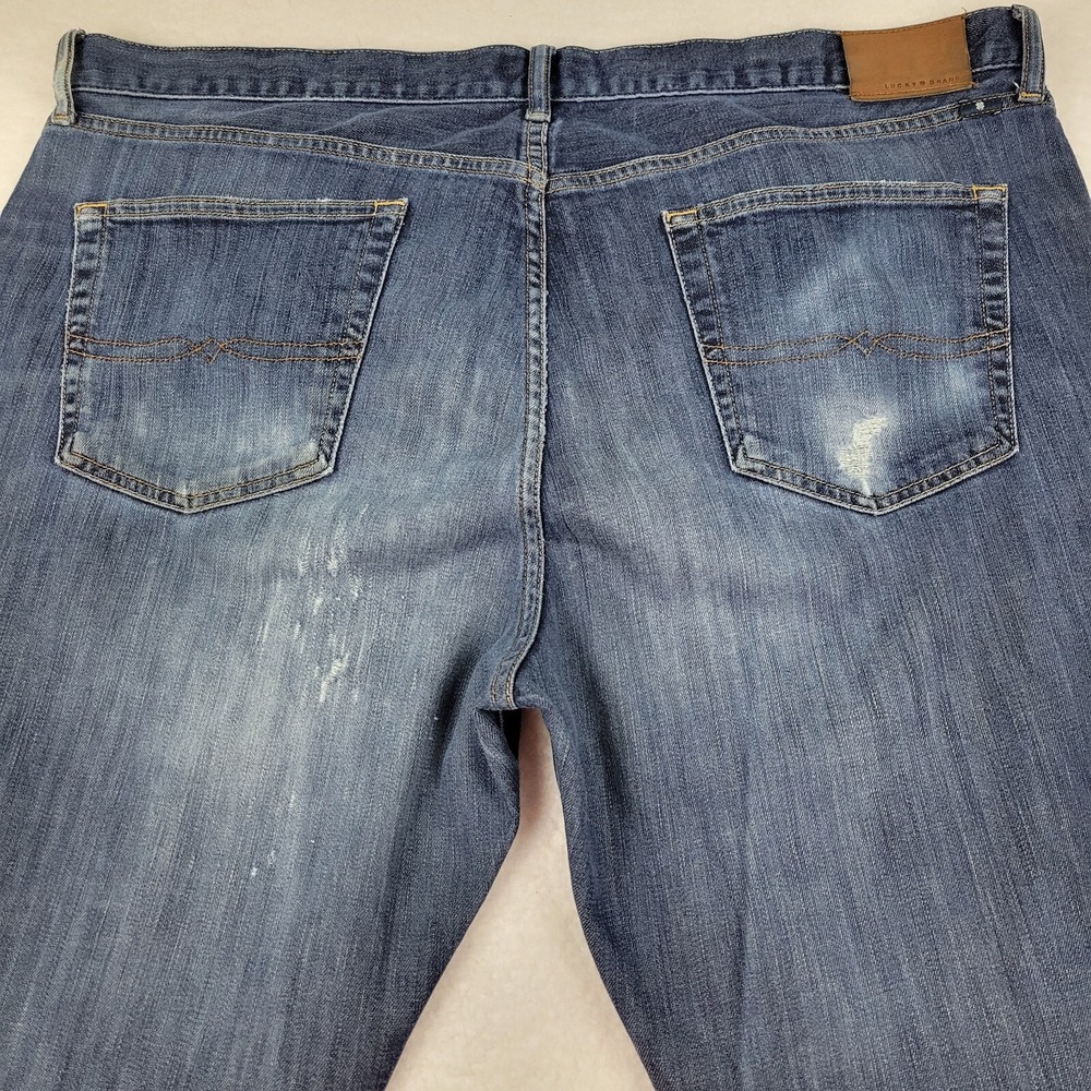 Thrashed Lucky Brand 363 Vintage Straight Candiani‎ 42 x 32 Cotton Blend READ***